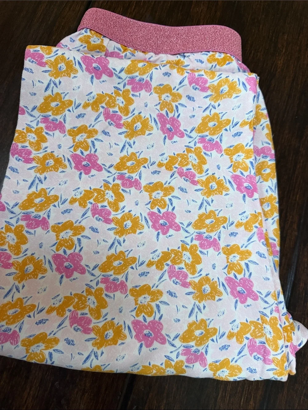 Girls Pink Floral & Puppy Print Pajama Set